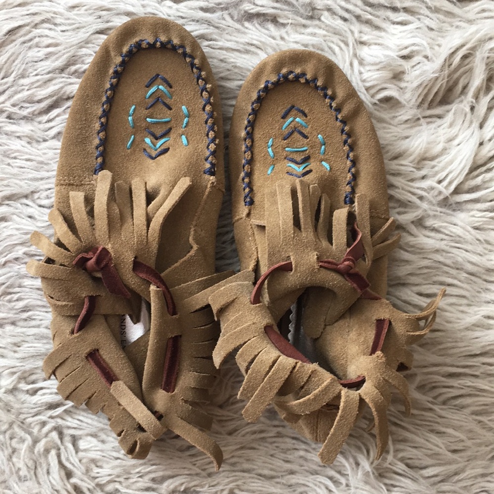 Suede Fringe Moccasins Size 1